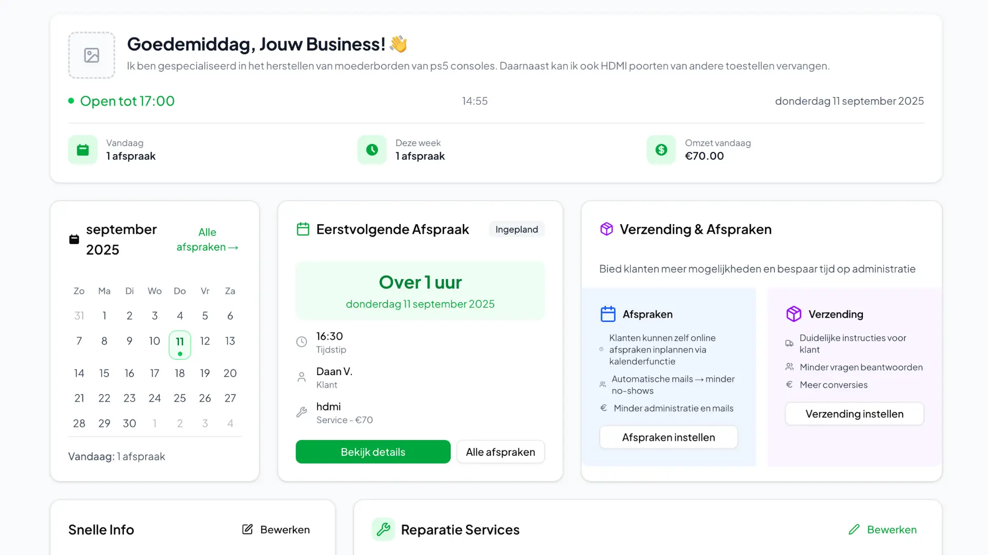 Fair Repair Professioneel Dashboard